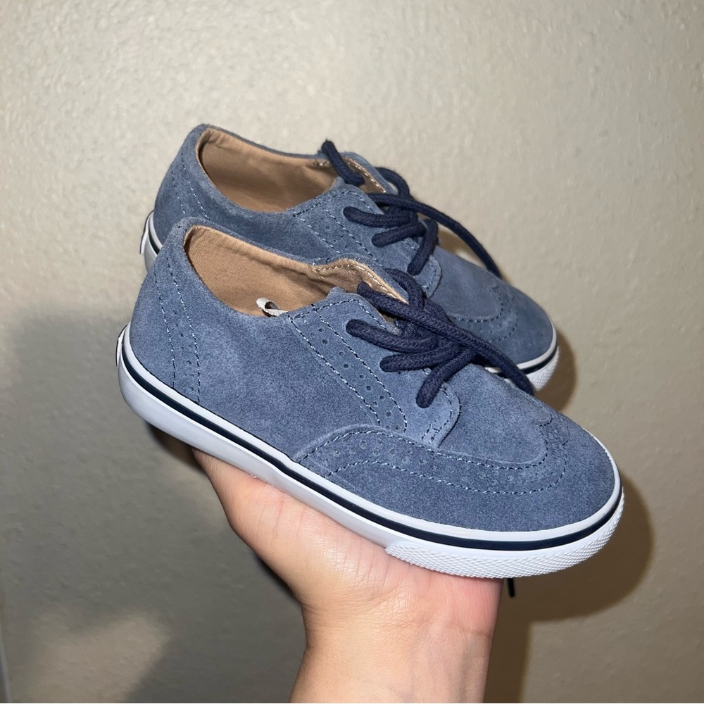 Janie and Jack Like New Indigo Suede Vintage Wingtip Dress Shoes